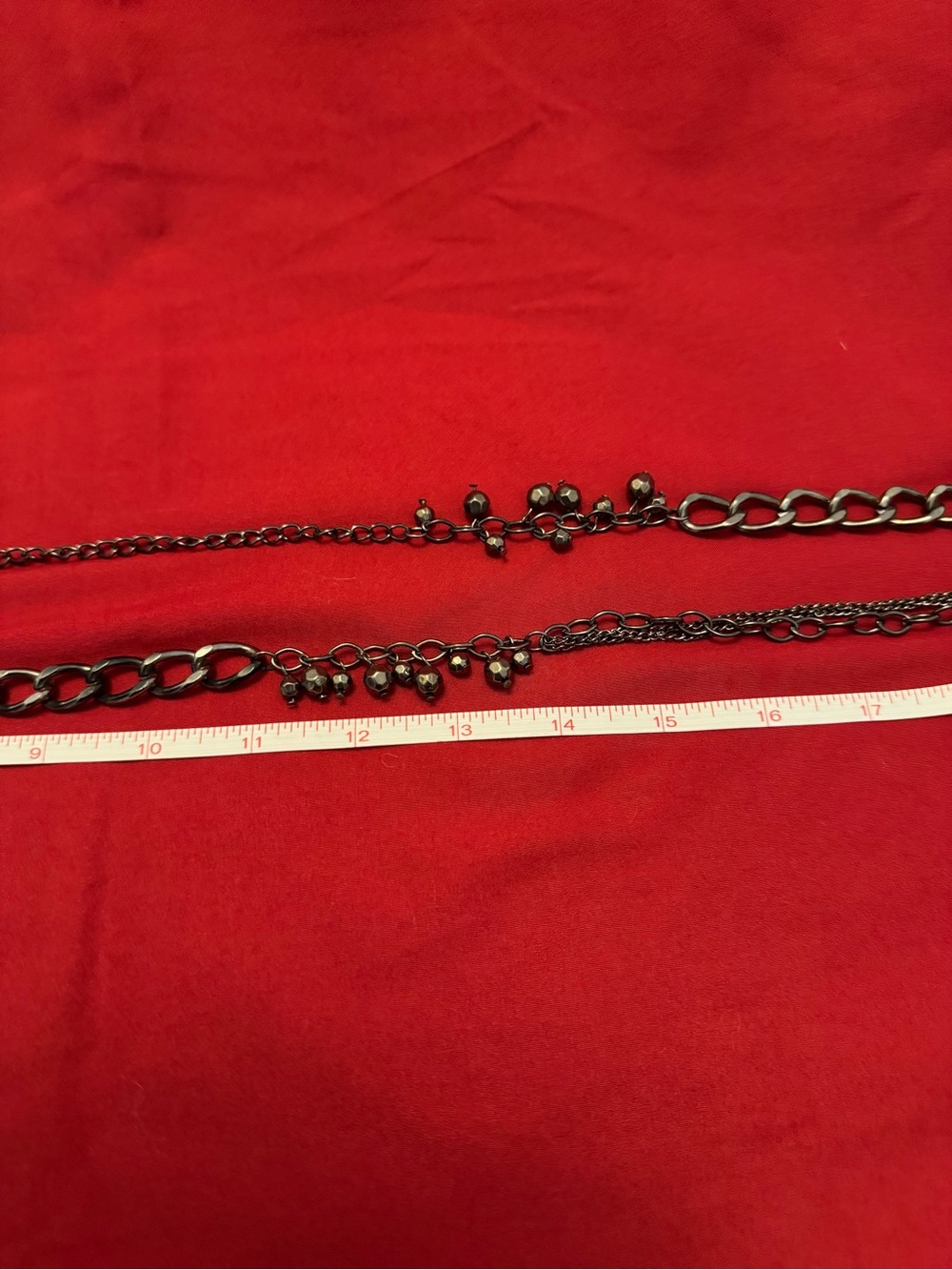 Gunmetal Mixed Chain Hematite Beaded Statement Necklace - Picture 6 of 7